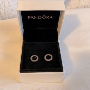 Pandora forever halo earrings silver